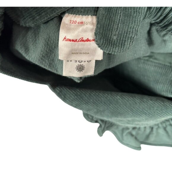 Hanna Andersson Ruffle Jumpsuit Girls 6-7 Yrs Stretch Corduroy Juniper Holiday - Picture 7 of 11